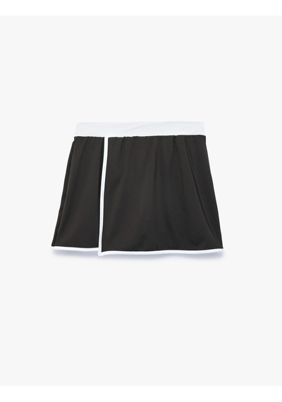 Koton Relax Fit İnterlok Yüksek Bel Biyeli Mini Spor Şort Etek Siyah 6sak40406nk