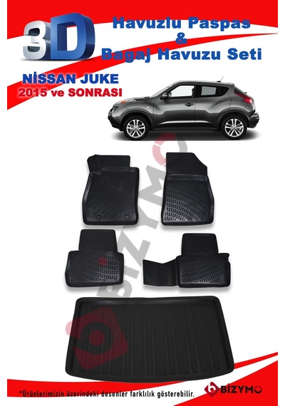 Nıssan Juke 2015+ Alt Havuzlu Paspas Ve Bagaj Seti Bizymo Siyah
