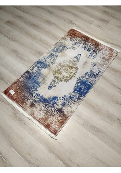 Yamalıhome Bambu Halı D325 Mavi Hardal 80X140 Cm Pratik Halı