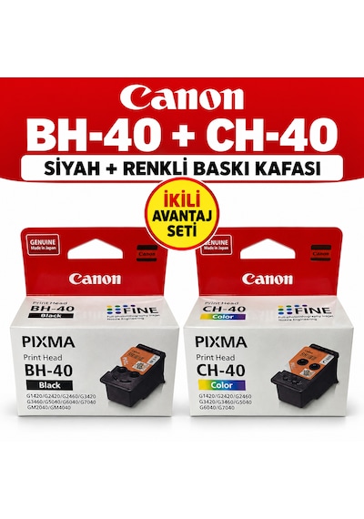 Canon Bh-40 + Ch-40  Siyah Ve Renkli Baskı Kafası İkili Set