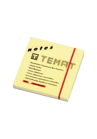 Temat Yapışkanlı Not Kağıdı 75x75 Mm Pastel Sarı 10483