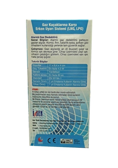 Itek NYS3 Doğalgaz ve LPG Gaz Alarm Dedektörü