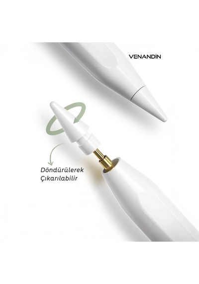 Katjmer Penart Ipad Modelleri Özel Universal Kapasitif Stylus iPad Uyumlu Tablet Dokunmatik Kalem Beyaz