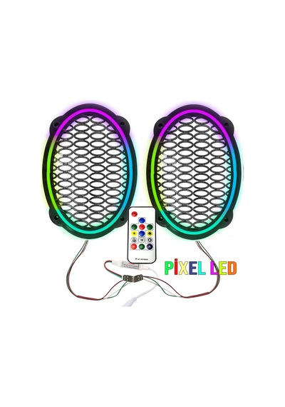 Pixel Ledli Oval Hoparlör Kapak 2adet Poke Pk-5652
