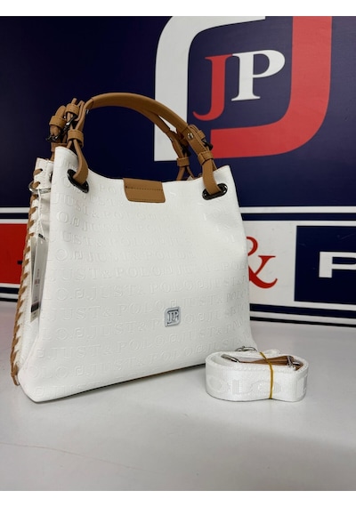 Just Polo Kadın Beyaz Kabartma Desenli Mıknatıslı Çıtçıt Kapama El Çantası 4031mh