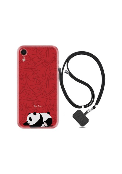 Apple Uyumlu iPhone XR Kılıf Boyun Askılı Sleeping Panda 1810