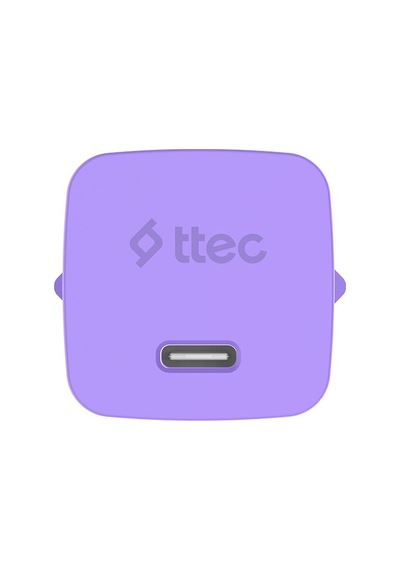 Ttec Smartcharger Gan 20w Pd Seyahat Hızlı Şarj Aleti + Usb-c - Usb-c 3a Kablo Neon - Mor