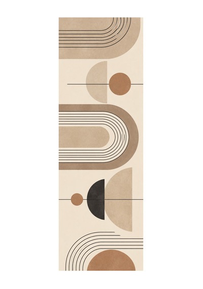 Kartela Halı Sakin Kemerler Krem Siyah Koridor Mutfak Yolluk Halısı Kaymaz Taban 80x240 Cm