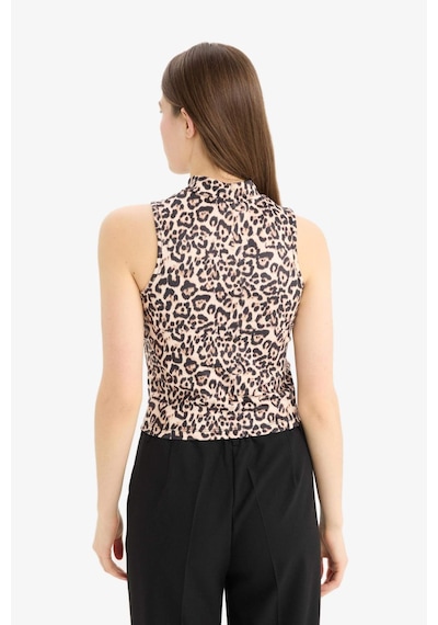 DeFacto Slim Fit Dar Kesim Leopar Desenli Yarım Balıkçı Yaka Atlet D5542AX25SPBN287