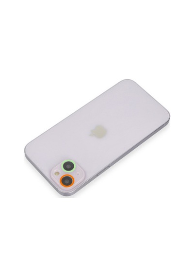 Apple İphone 13 Uyumlu Renkli Kamera Lens Koruma Cam - Turuncu-yeşil