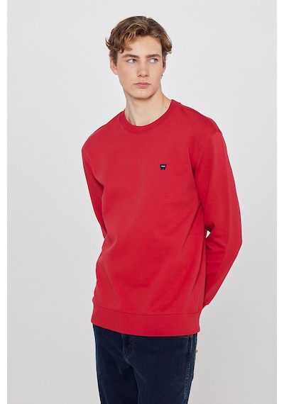 Wrangler Pamuklu Regular Fit Normal Kesim Bisiklet Yaka Logo Detaylı Sweatshirt Kırmızı