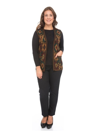 Uludağ Triko Kadın Kilim Desen Yelek / Ana