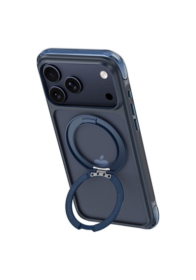 Apple iPhone Uyumlu 18 Pro Kılıf Wiwu Ag-203 Aeroguard Ultra Serisi M-safeli Airbag Standlı Kapak Lacivert