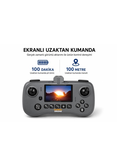 Gd12 Drone Ekranlı Kumanda Sabit Uçuş Fırçasız Motor Tek Tuş İniş Kalkış Başsız Mod 360 Derece Engel Algılama Wifi Cam