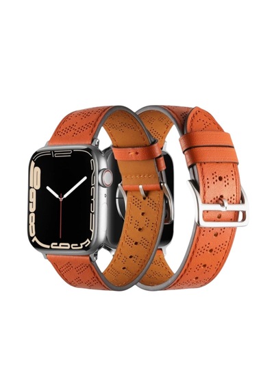 Apple Uyumlu  Watch Kahve Deri Saat Kordonu 42-44-45mm