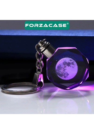 3d Kristal Dolunay Tasarımlı Renkli Işıklı Anahtarlık - Fc960