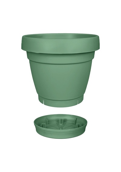 Tabaklı Delikli Plastik Çiçek Saksısı, 9 Ve 5.5 Lt 2 Boy, Yeşil Diğer