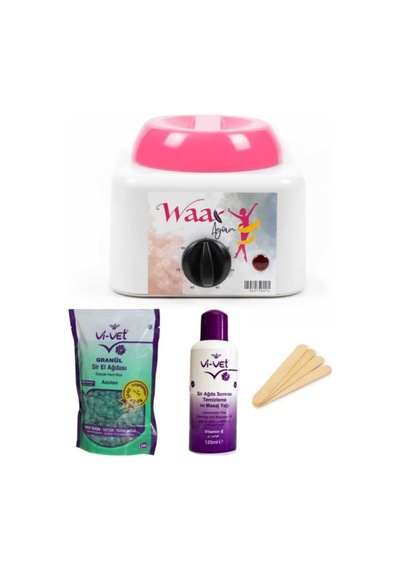 Vivet 250 Gr İnci Boncuk Ağda Azulen+2 Yıl Garantili Ağda Makinesi 4lü Set
