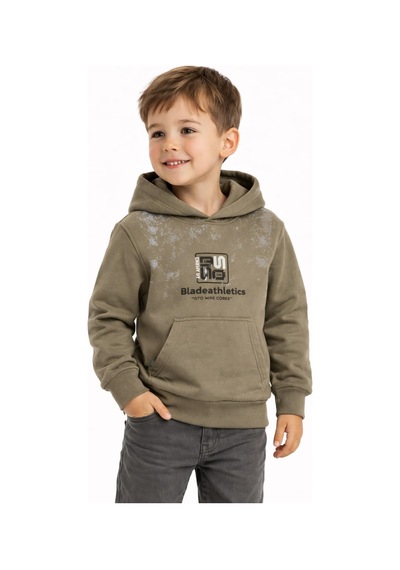 Baglan Erkek Çocuk Önü Arkası Baskılı Kapüşonlu Sweatshirt Bgl-st05246 Vizon