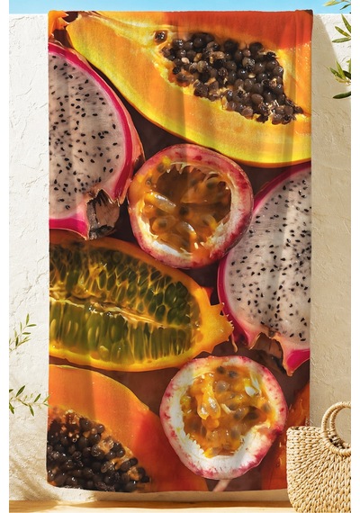 Tropikal Meyve Temalı Plaj Havlusu - Canlı Renkli Modern Yaz Stili Hızlı Kuruyan Mikrofiber Havlu Pastel Yakamoz Tropikal Meyve Temalı Plaj Havlusu - Canlı Renkli Modern Yaz Stili Hızlı Kuruyan Mikrofiber Havlu Pastel Yakamoz