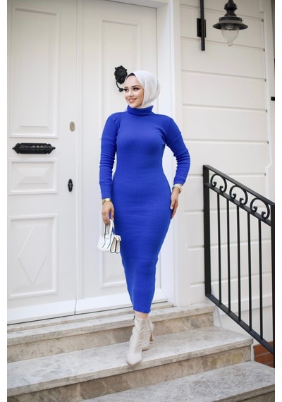 Hira Life Fashion Kadın Elbise Tesettür Giyim Balıkçı Yaka Ve Dar Kesim Triko Kalem Elbise Saks Mavi Saks Mavi Hira Life Fashion Kadın Elbise Tesettür Giyim Balıkçı Yaka Ve Dar Kesim Triko Kalem Elbise Saks Mavi Saks Mavi