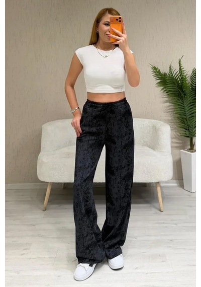 Fiolin Soft Touch Batik Boyamalı Modal Pantolon siyah