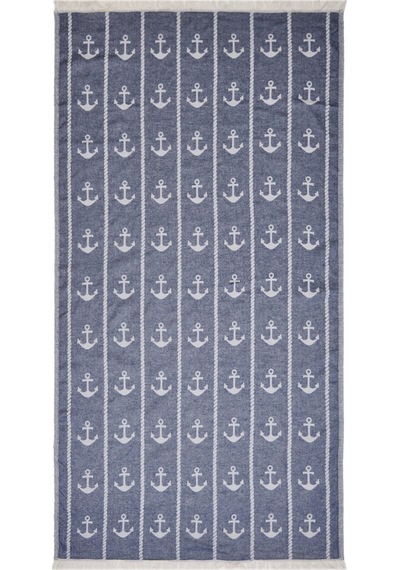 Soft Çapa Desenli Peştemal - Mavi - 90x160 Cm Çok Renkli