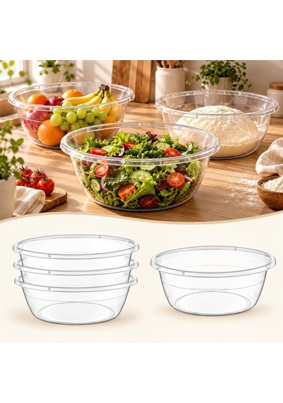 3'lü Şeffaf Karıştırma Ve Salata Kasesi Seti - 15 Litre Çok Amaçlı Hazırlık, Hamur Yoğurma Ve Sunum Kabı Diğer