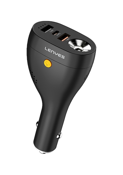 Lenyes Ca70 Type-c + Dual Usb-a Portlu Çok Fonksiyonlu Araç Şarj Aleti 20w Siyah