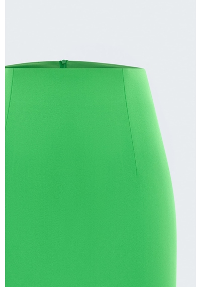 Sateen Düz Kalem Etek - Açık Yeşil-137808
