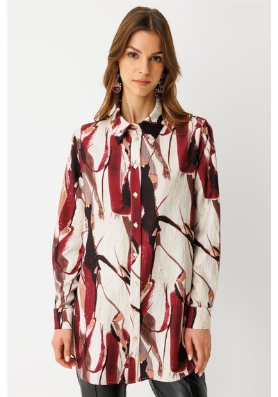 Esswaap Desenli Tunik Bordo Bordo