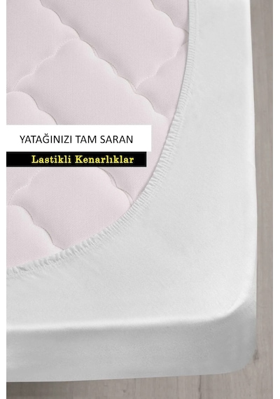 Mislina Home Kapitone Microfiber Fitted Sıvı Geçirmez Tek & Çift Kişilik Yatak Koruyucu Alezi Beyaz