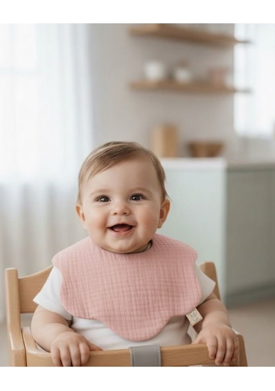4'lü %100 Pamuklu Organik Soft Renk 8 Katlı Müslin Bebek Önlük / Salya Önlüğü / Nikel Free Çıt