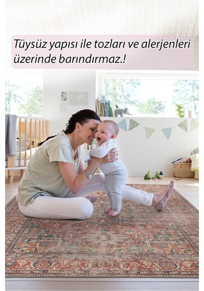 Foldy Vintage Desenli Dokuma Taban Dekoratif Renkli Halı Fl 49 Renkli 7