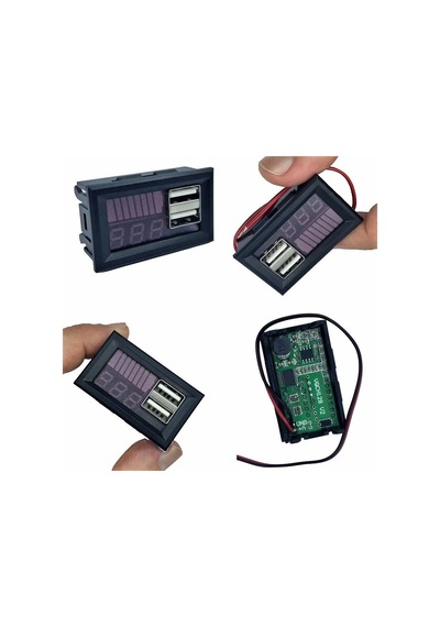 Usb Çıkışlı Dijital Voltmetre Ekranlı 5v 2a Apple Uyumlu iOS -android Çıkışlı