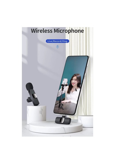 Apple iPhone Uyumlu  İpad Android Kablosuz Tekli Yaka Mikrofonu Lightning-type C Girişli Youtube Video Canlı Yayın