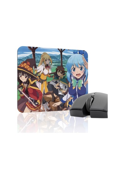 Konosuba Kaymaz Dikişli Kauçuk Oyuncu Mousepad V3 - 22x18 Gaming Mouse Pad Fare Altlığı