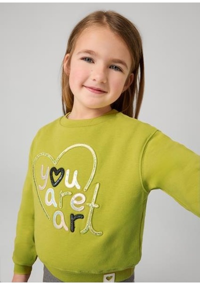 Mayoral Kız Çocuk Yeşil İşlemeli Sweatshirt 04479 Yeşil