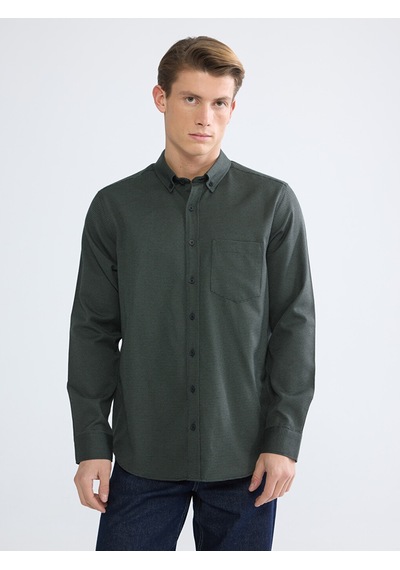 Lcwaıkıkı Classic Haki Regular Fit Desenli Erkek Gömlek