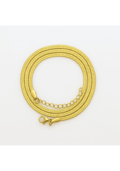 Tesbihane Kadın Çelik Zincir - Snake Model - Altın Renk - 40 Cm Uzunluk - 3,3 Mm Genişlik