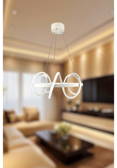 Ey Shop Beyaz Çember Model 3 Renk Led Avize Beyaz&sarı&günışığı Beyaz