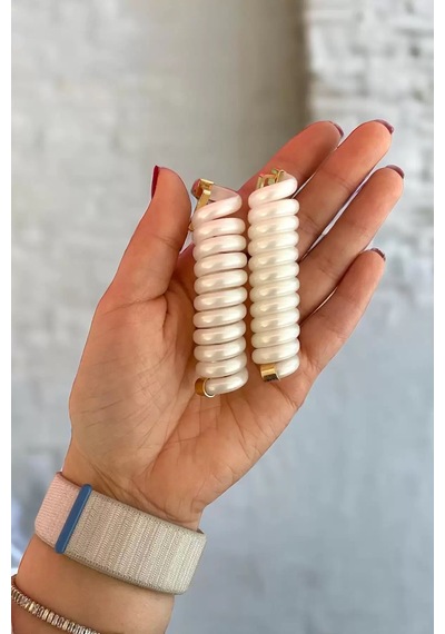 Caş Dekorasyon Beyaz Renk 2 Li Yaylı Spiral Toka Beyaz
