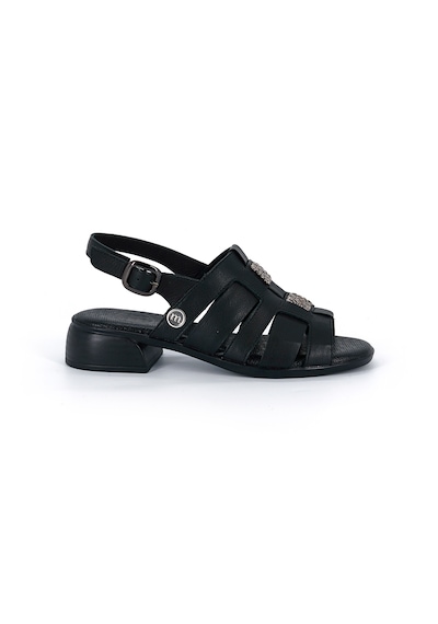 Mammamia D26ys-5100 Kadın Hakiki Deri Kısa Kalın 4 Cm Topuklu Sandalet Siyah