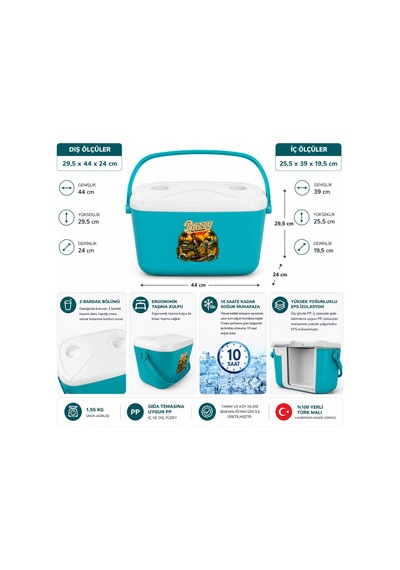 20 Lt Buzzy Retro Buzluk Termos 1179 Cooler Box -397 Turkuaz