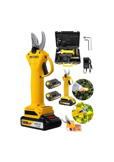 Alman 128 Vf 10 Ah Profesyonel Çift Akülü Bağ Makası Dal Budama Kesme Makası Makinesi Çantalı Sarı