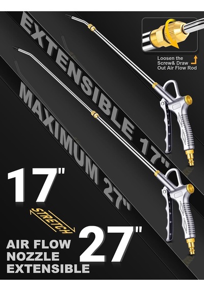 Tr Ayarlanabilir Hava Üfleyici Nozulu Hava Üfleme Tabancasını Yükseltin, 4.9 İnç Çelik Hava Akış Nozulu İle 27
