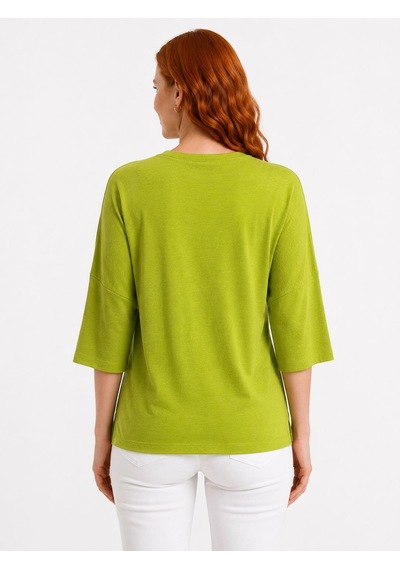 Neden Tekstil Kadın Rahat Kesim Yeşil Oversize Basic Bluz
