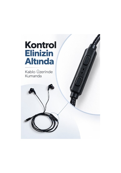 Dahili Mikrofonlu Type C Kablolu Kulaklık Siyah Gövde Akyı-384127