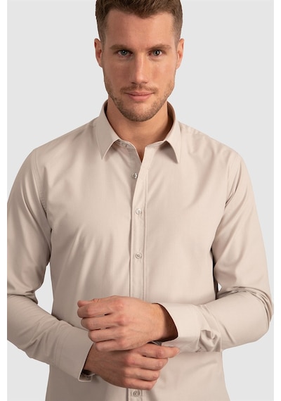 Tudors Slim Fit Dar Kesim Tery Cotton Erkek Gömlek-23364 Taş Tudors Slim Fit Dar Kesim Tery Cotton Erkek Gömlek-23364 Taş