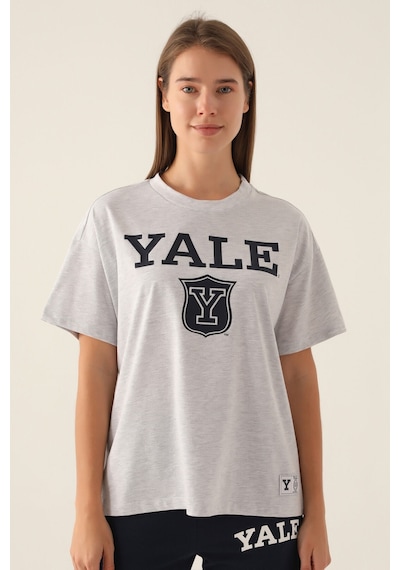 Yale Emblem Kar Melanj Kadın T-shirt 5274-42818 Kar Melanj